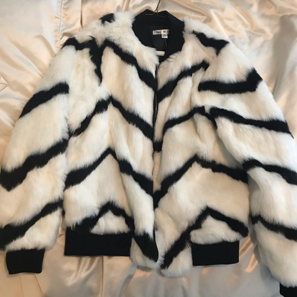 NWT Black and white bomber jacket